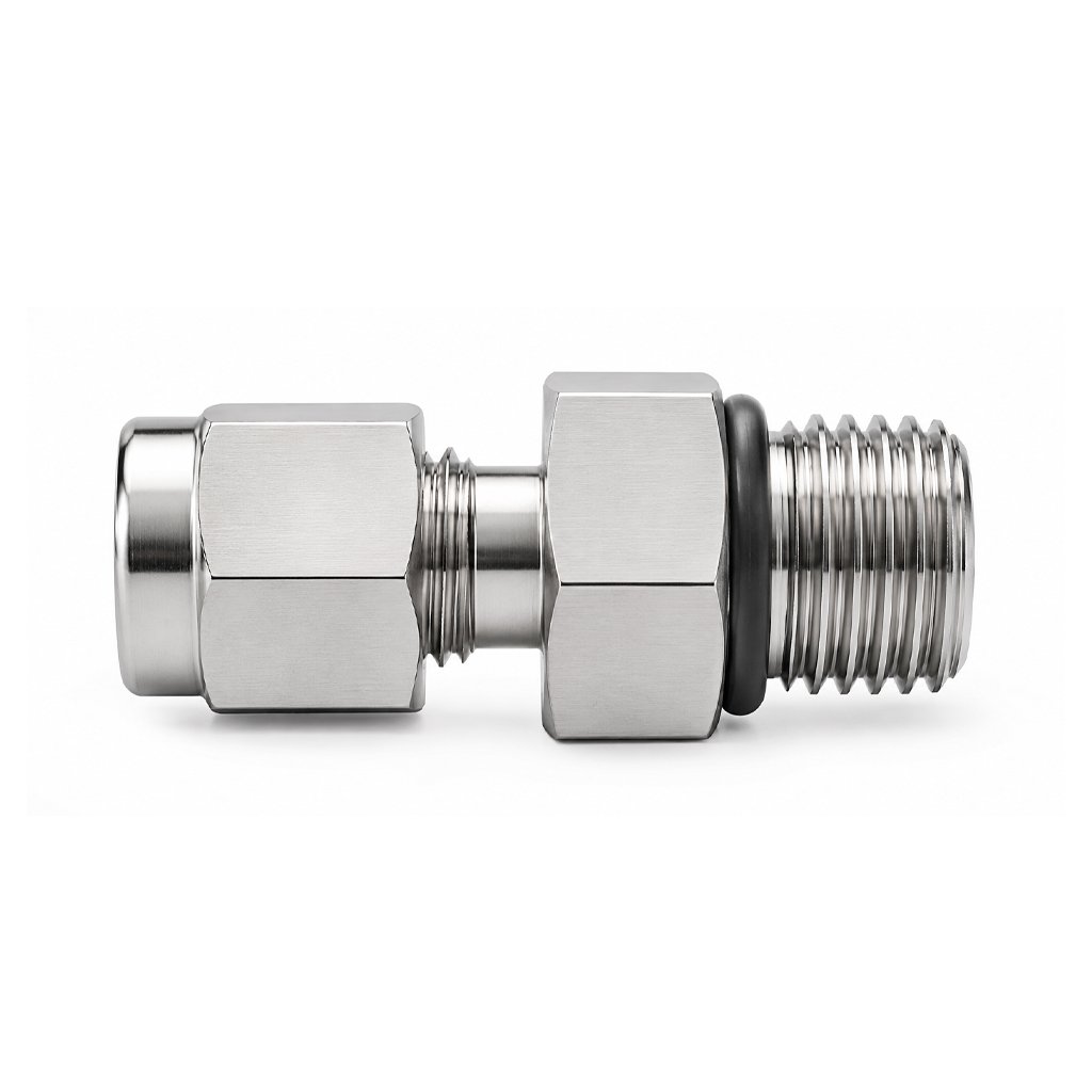 SS316 Male Connector SAE Tube Fitting – Stainless Steel Tube to Male SAE Thread Adapter for High Pressure Hydraulic and Instrumentation Systems